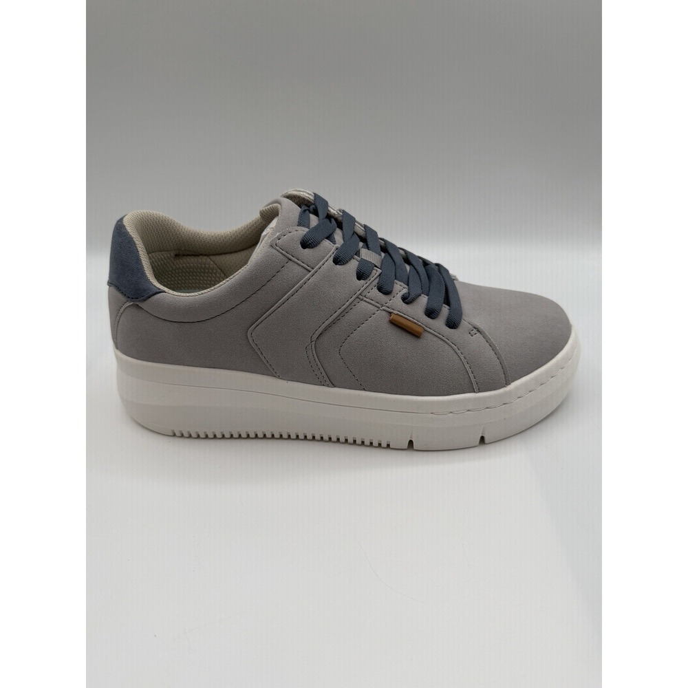 Dr. Scholl's Gray Canvas Platform Sneakers with Blue Accents